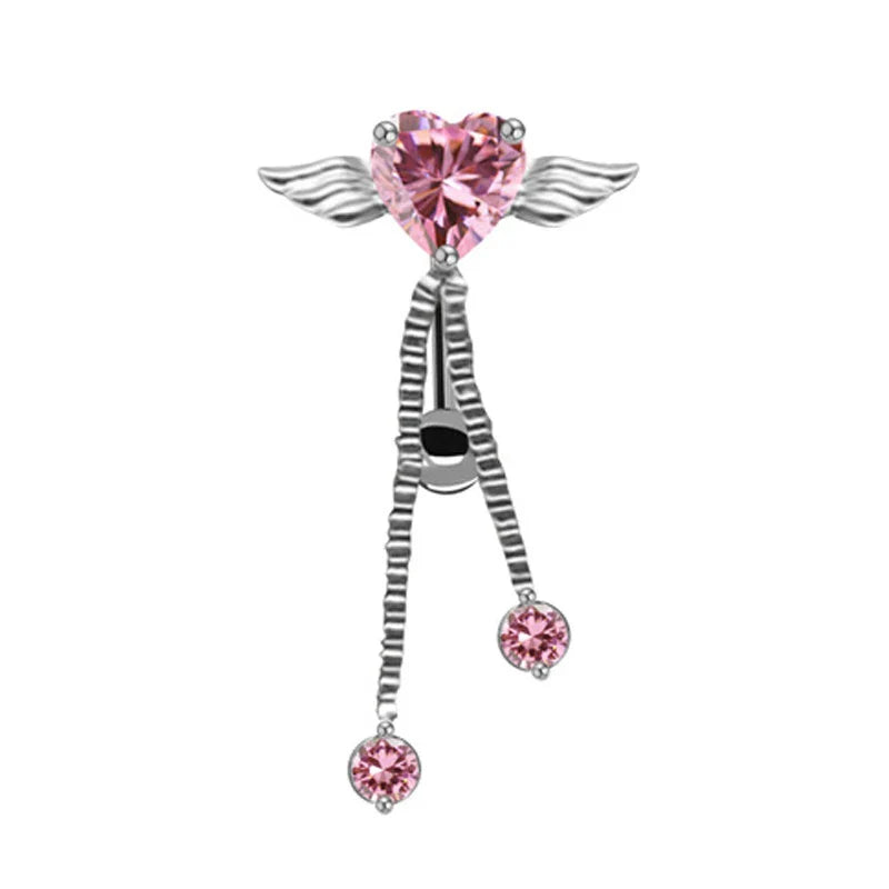 sengpan Romantic Pink Belly Piercing Buckle Umbilical Nail Cat Head Dragonfly Pistol Butterfly Belly Button Rings Piercing Jewelry