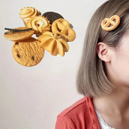 sengpan 7PCS Cute Emulational Cookie Shape Women Hair Clips Quaint Hair Accessories For Girl Gifts