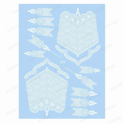 sengpan White Henna Tattoo Sticker Waterproof Temporary Tattoos for Women Body Art Mehndi Stickers for Hand Wedding Party Hena Tattoo