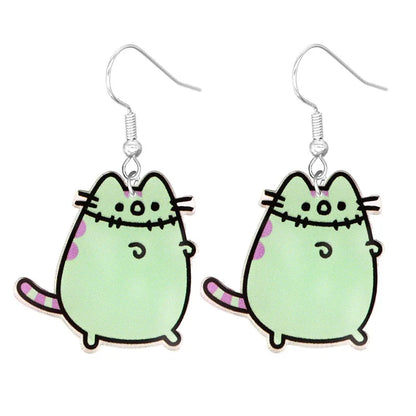 sengpan Halloween Earrings Cute Cartoon Cat Crow UFO Bat Design Dangle Earrings Acrylic Jewelry Versatile Accessories