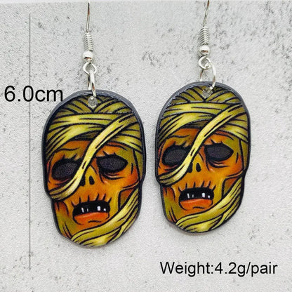 sengpan 19 kinds of Halloween Acrylic Earrings Christmas Night Horror Movie Cartoon Character Asymmetric Earring for Women Jewelry