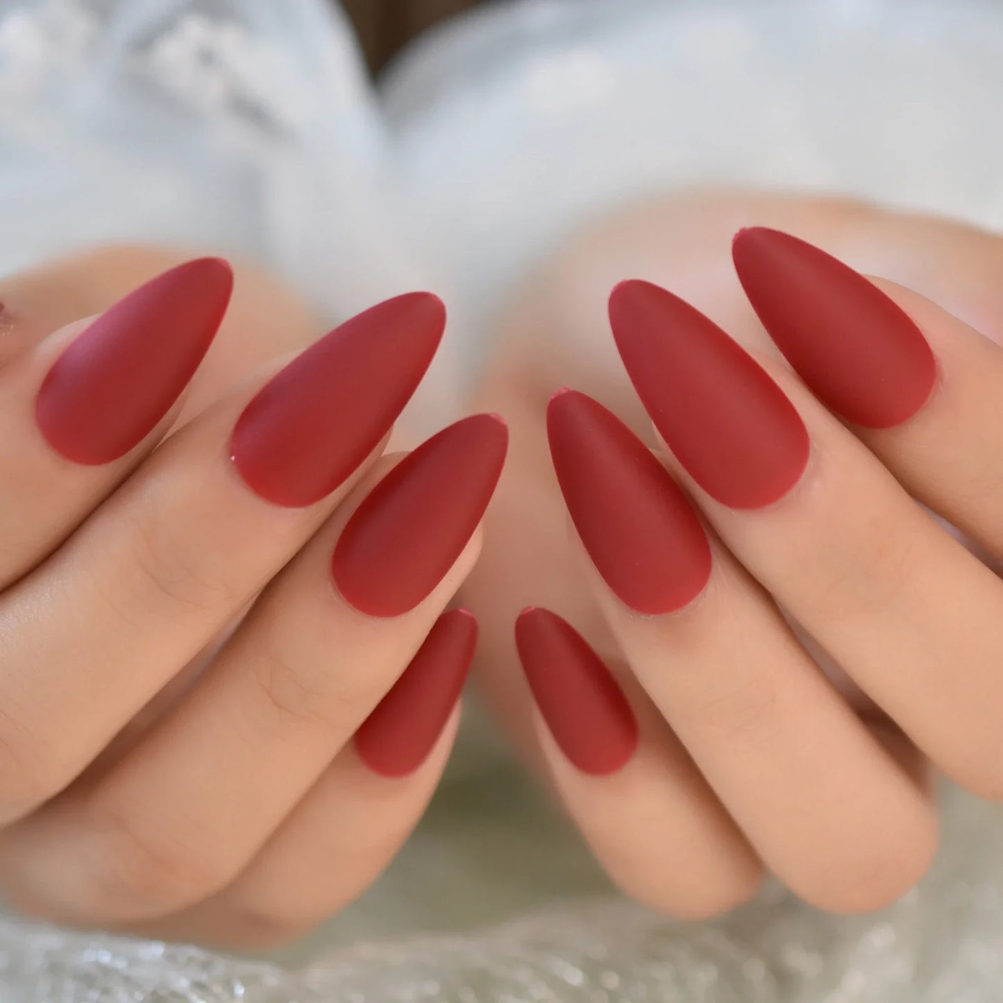 sengpan Stiletto Mirror Red Light Gossy Red Color Fingernails Sharp Fake Nails Art Medium Size Press On Nails Wholesale With Tabs