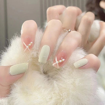 sengpan 24pcs Wearable Pink Press On Fake Nails Tips With Glue false nails design Butterfly Lovely Girl false nails With Wearing Tools