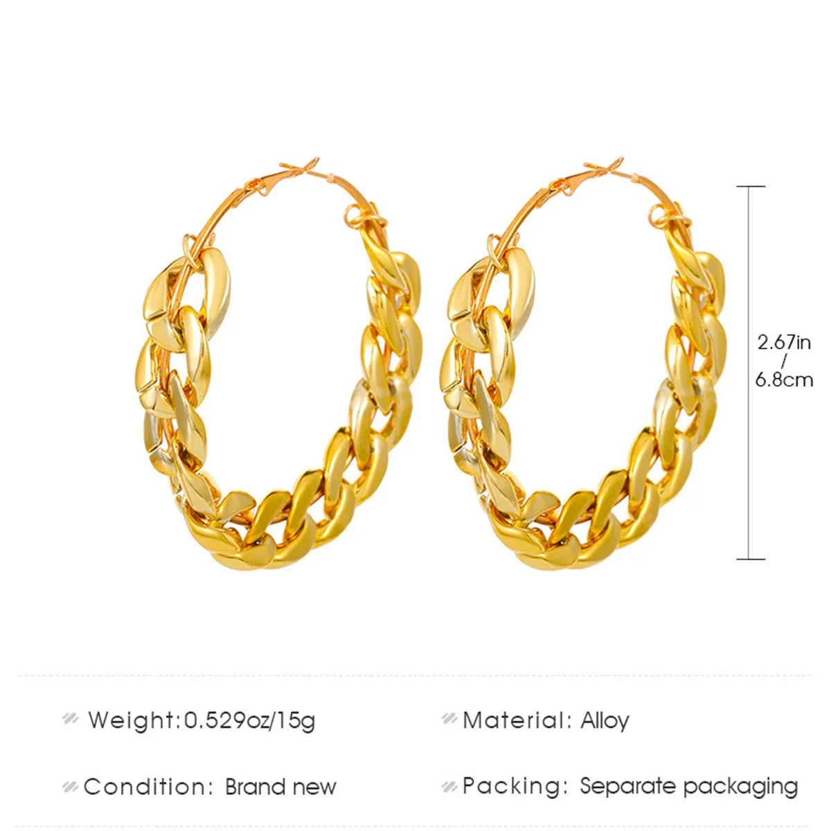 sengpan Metal Punk Style Oversized Large Hoop Earrings Twisted Big Circle Round Loop Earrings for Women Exaggerate Party Jewelry Gifts