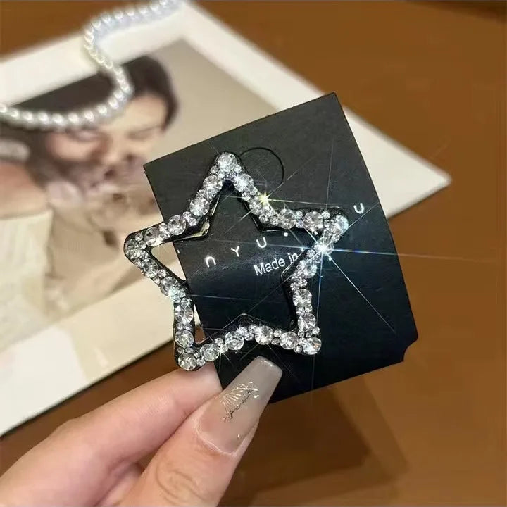 sengpan New Fashion Sparkling Five-pointed Star Hairpin Headdress Korean Trendy Shiny Zircon Pentagram Hair Clip Female Hair Accessories