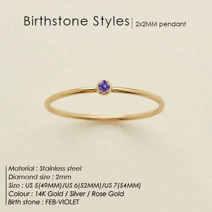 sengpan 316L Stainless Steel Birthstone Ring for Woman Gold Color Simple Style Ring Festival Party Fashion Jewelry Dropshipping