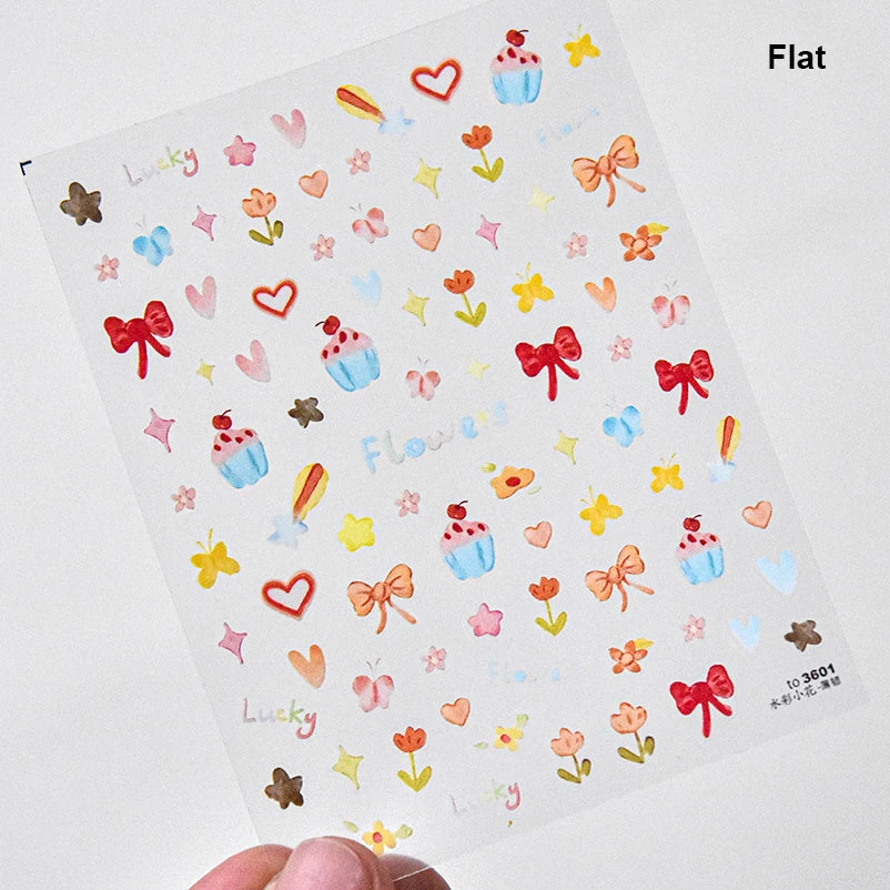 sengpan Red Black White Bowknot Line Rhinestones Gold Silver Laser Bow Tie 3D Self Adhesive Nail Art Decoration Stickers Manicure Decals