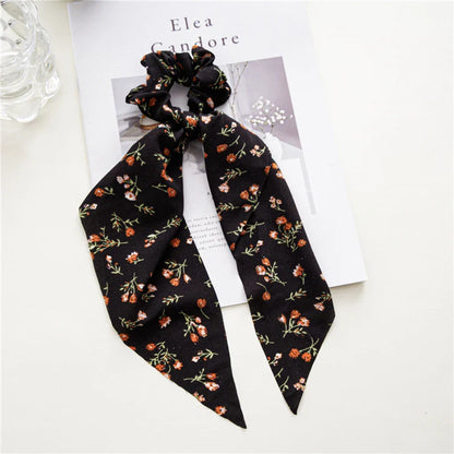 sengpan New Fashion Print Bow Scrunchies Hair Ribbon For Women Elastic Hair Band Girls Horsetail Hair Ties Hair Accessories