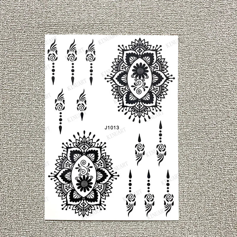 sengpan Black Henna Tattoo Stickers for Hands Temporary Tattoos Body Lace Tatoo Temporari Waterproof Fake Tattoo for Women Hena Tatoo