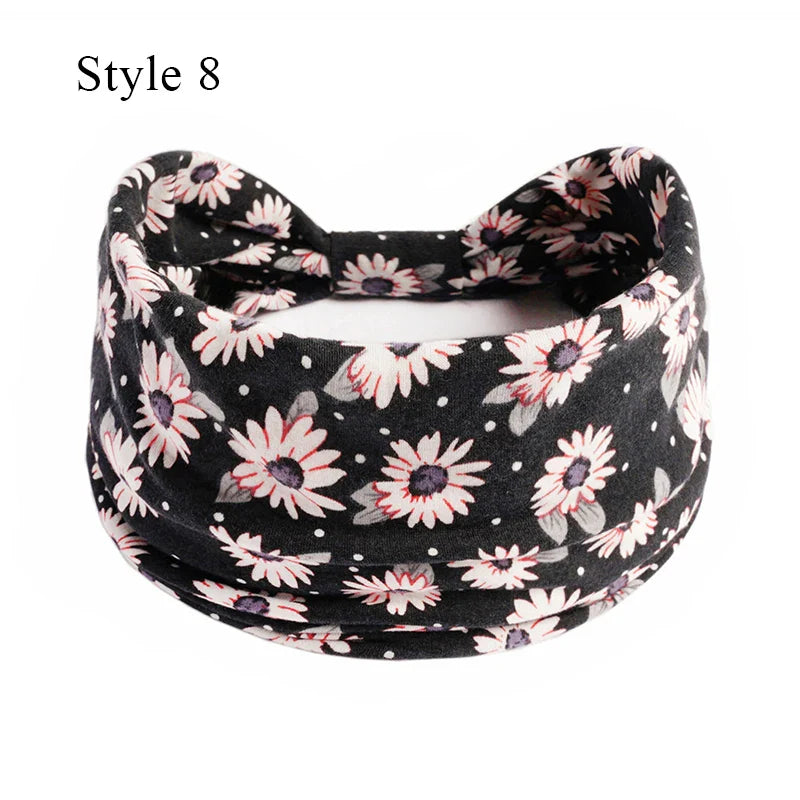 sengpan Boho Knot Turbans Yoga Elastic Head Wrap Women Headband Wide Hairbands Headwear Floral Bandanas Fashion Hair Band Accessories