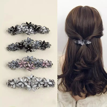 sengpan The new Korean version of the crystal flower spring hairpin elegant rhinestone wild ponytail hairpin women's hair accessories