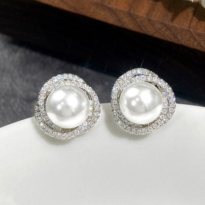 sengpan Trendy Style Imitation Pearl Design Stud Earrings for Women Exquisite Daily Wearable Jewelry Elegant Wedding Accessories