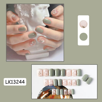 sengpan 24p Artifical Fake Nails Full Coverage False Nails White Clouds French Long Wearing Reusable Nail Coffin Ballerina Press on Nail