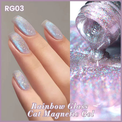 sengpan Super Holos Cat Magnetic Nail Gel Polish for Nails 10ml Soak Off Holographics Laser Gel Polish Auroras Glimmer Nails