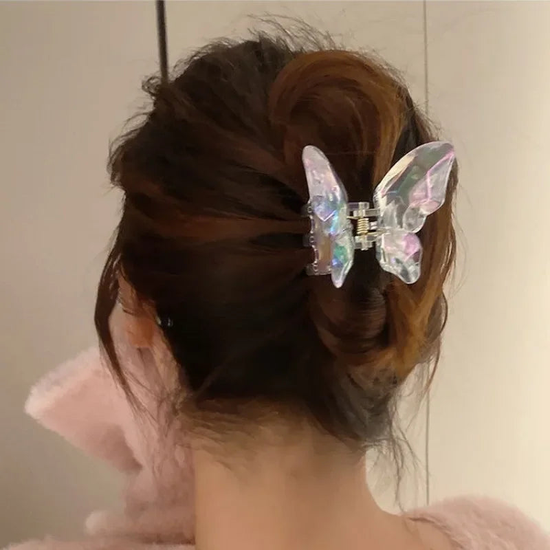 sengpan Butterfly Matte Hair Claw for Women Girls Acrylic Solid Color Sweet Hair Clips Crab Simple Hair Clamps Chic Hair Accessories