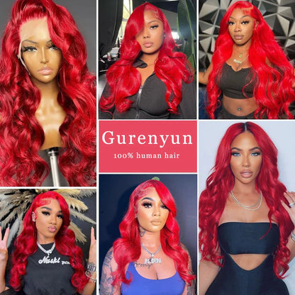 sengpan Red Lace Front Wigs Human Hair 13x4 Red Body Wave Lace Front Wigs Human Hair Pre Plucked Colored HD Red Frontal Wigs Human Hair