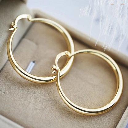 sengpan Shine Gold Color Women Earrings Fashion Smooth Hoop Earrings for Women Engagement Wedding Jewelry Gift