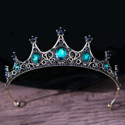 sengpan Baroque Luxury Girls AB Red Green Blue Crystal Bridal Wedding Tiara Crown Bride Queen Headbands Hair Jewelry Accessories