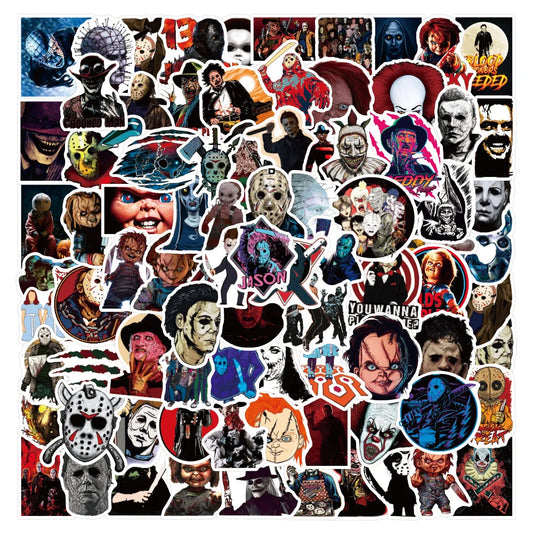 sengpan 10/50/100pcs Mixed Horror Film Stickers Thriller Halloween Decals for DIY Phone Laptop Suitcase Skateboard Motorcycle Helmet