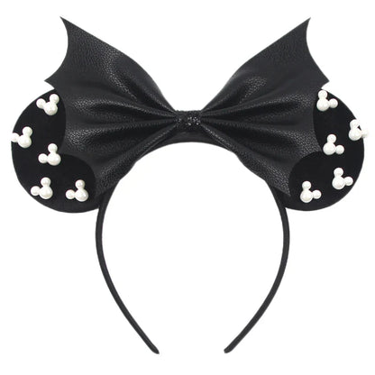 Lianfudai 2024 Nieuwe Disney Mouse Ears Headband  Hoofdband Bat Pompoen Lovertjes Strik Halloween Festival Feest Cosplay Haaraccessoires