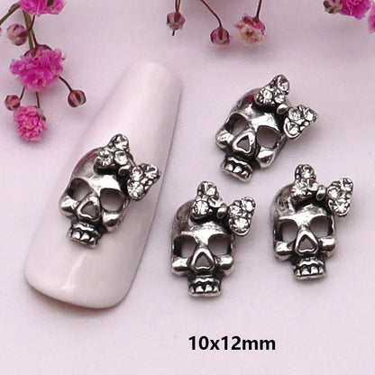 sengpan 10pcs/Pack Metal Halloween Collection Nail Art Decorations Pumpkin Skeleton Spider Skull Shiny Rhinestone Charm Nail Accessories