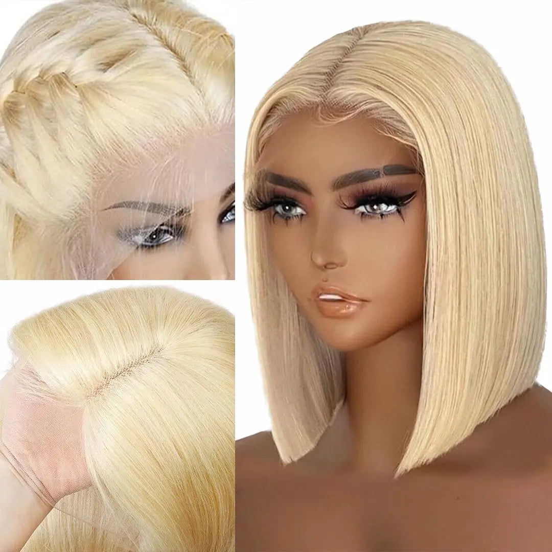 sengpan Blonde Bob Wig Human Hair 613 Bob Lace Front Wig Human Hair 13X4 Blonde lace Front Bob Wig Human Hair Pre Plucked 180% 12A