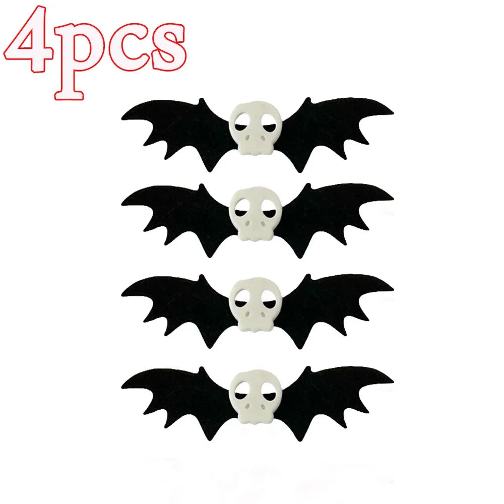 sengpan 1/4pcs Skull Bat Hair Clips Gothic Duckbill Clips Halloween Angel Bat Hair Barrettes Lolita Hairpin Creative Hair Styling Tools