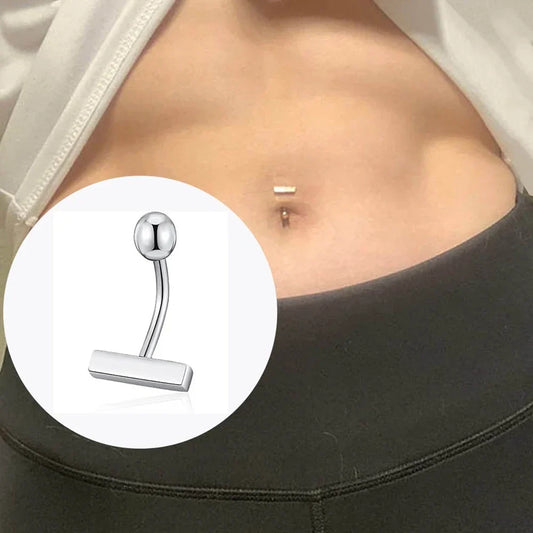 sengpan Sexy Dangling Navel Belly Button Ring Stainless Steel Double T Shape Belly Piercing Ombligo Belly Piercing Body Jewelry Gifts