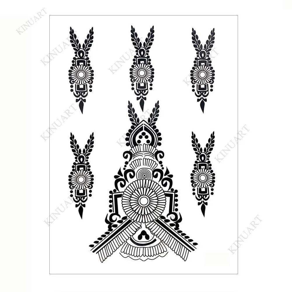 sengpan Black Henna Tattoo Stickers Temporary Tattoo for Women Wedding Lace Flower Mehndi Tattoo Waterproof Fake Tatoo Festival Body Art