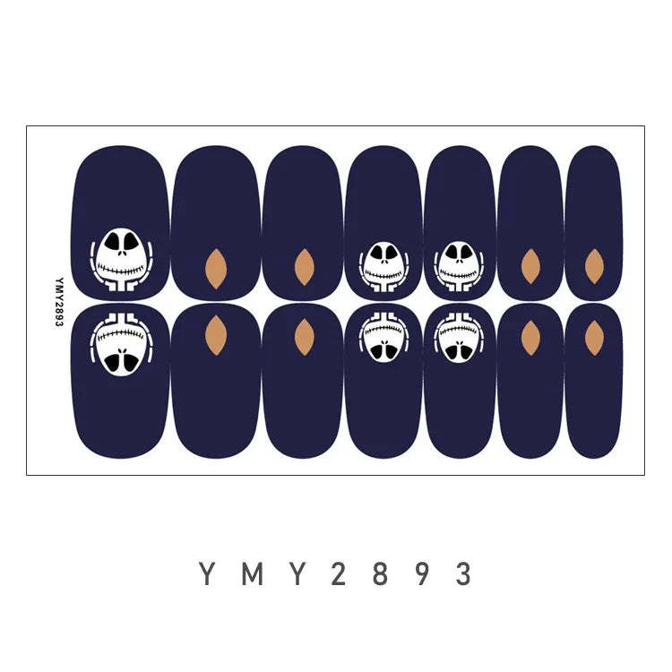 sengpan Baking Free Halloween Nail Stickers Full Sticker Fashion Nail Art Jewelry  Pumpkin Ghost Wholesale Applique Nail Sticker