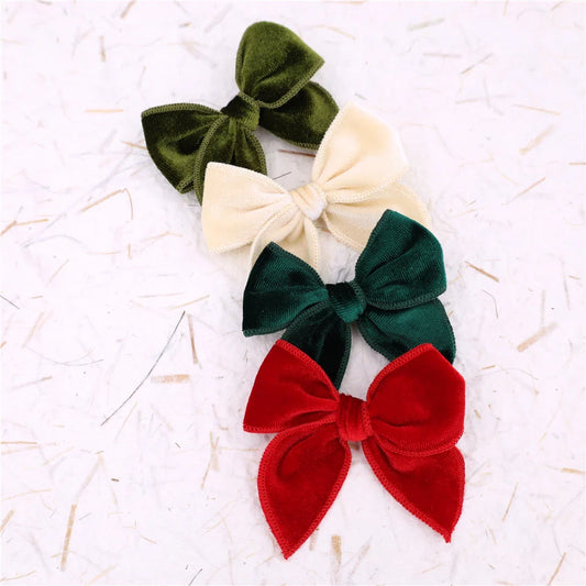 sengpan Small Velvet Fable Bow Hair Clips for Toddler Baby Girl Kids Christmas Velvet Hair Bow Alligator Clips Accessories