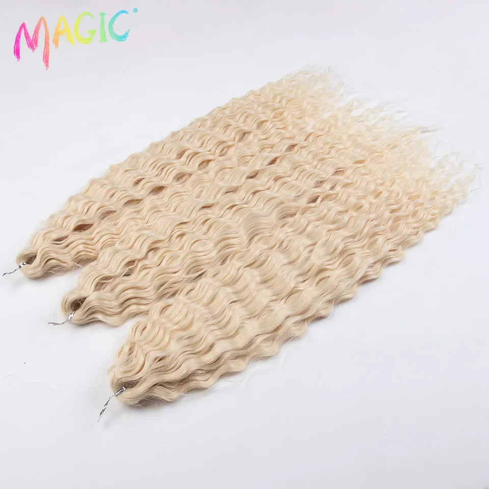 sengpan  Synthetic Hair Water Wave 24Inch Braid Hair Twist Crochet Hair Ombre Blonde Pink Deep Wave Braiding Hair Extension Cosplay