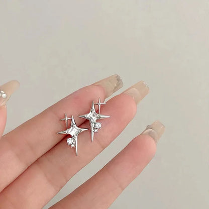 sengpan Shiny Zircon Star Tassel Earrings Women Korean Cute Elegant Pentagram Drop Earring Y2K Jewelry Wedding