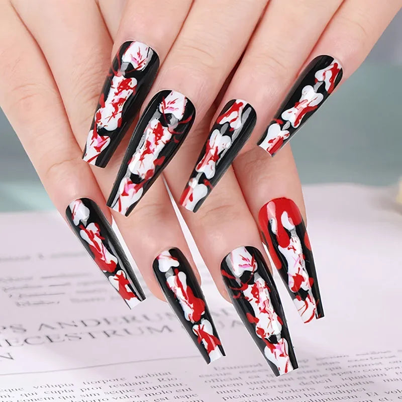 sengpan 24pcs Halloween 3D Three Dimensional False Nails Blending Nail Art Press On Nails For Women and Girls Nail Art Salon wholesale