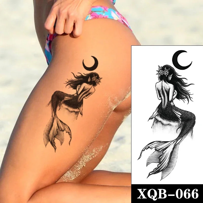 sengpan Waterproof Temporary Tattoo Sticker Black Realistic Tiger Line Totem Design Fake Tattoos Flash Tatoos Arm Body Art for Women Men