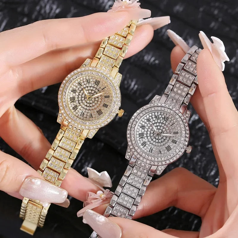 Lianfudai Top NEW Luxury Full Diamond Watch for Women Elegant Brand Quartz Steel Watches Ladies Zircon Crystal Fashion Wristwatch Clock