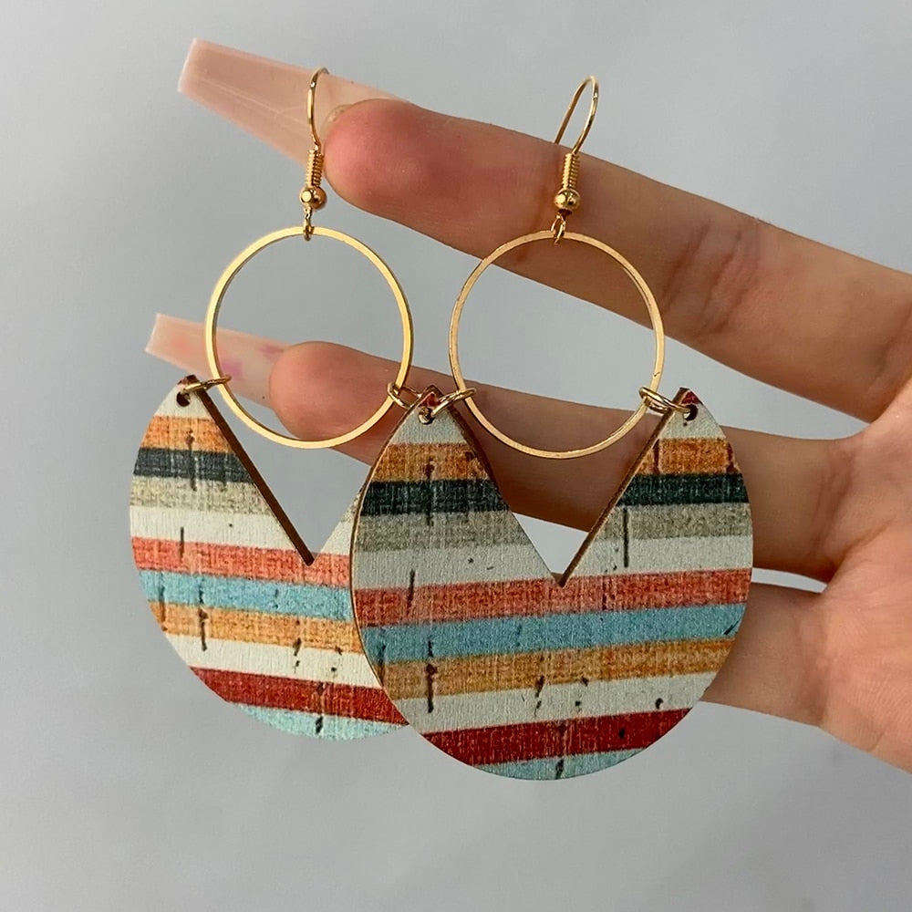 sengpan Printed Plate Drop Earrings For Women Light Luxury Fashion Ladies Cocktail Party Drop Earrings Jewelry Direct Selling Wholesale