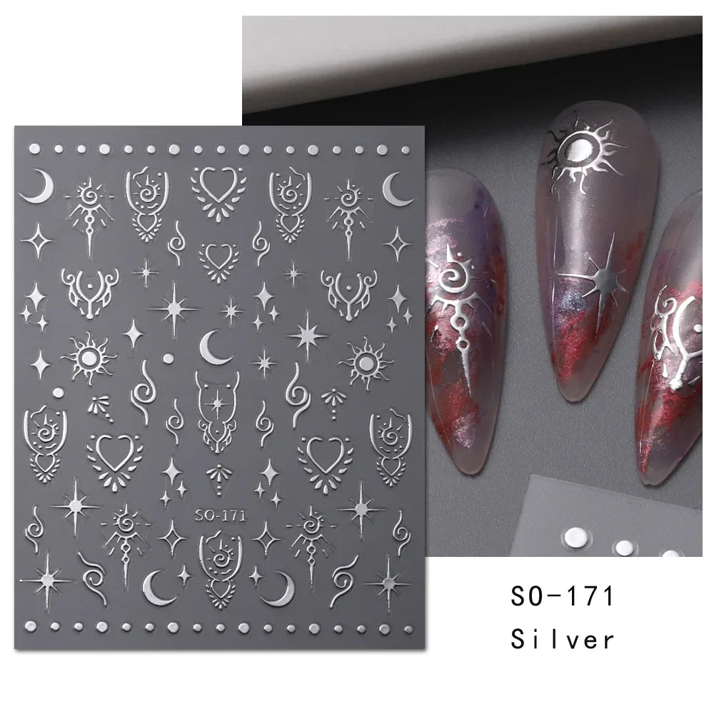 sengpan 5D Halloween Hand Bones Nail Art Sticker Flower Petal Engraved Slider Decal DIY Manicure Decoration Tips Nail Accessories Tools