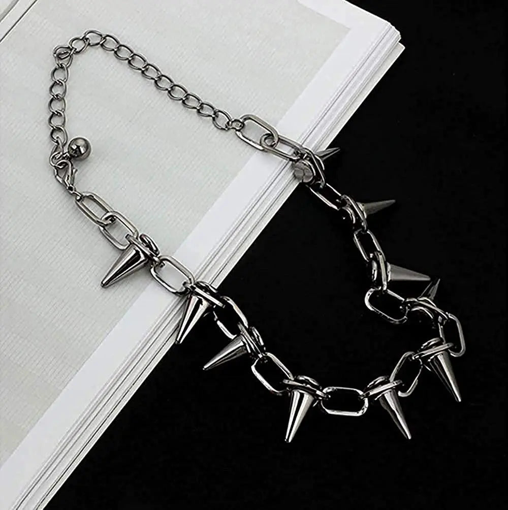 sengpan Korean Fashion Punk Gothic Harajuku Handmade Womens Necklace for Spike Rivet Female Chain Necklaces Exaggeration Rock Chokers