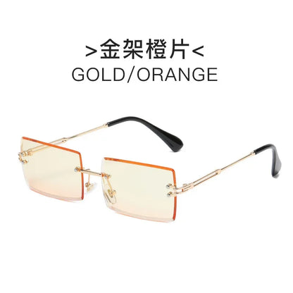 sengpan Vintage Fashion Sunglasses for Women Rimless Frameless Rectangle Shades Gradient UV400 Summer Traveling Sun Glasses for Womenn