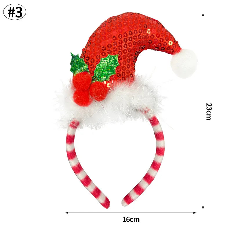 sengpan Christmas Bowknot Headband Cute Elk Snowman Bow Hair Hoop Xmas Hairband Hair Accessories 2025 Christmas Decor Supplies