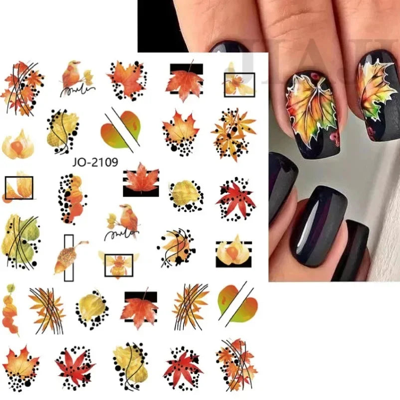 sengpan Simple Flowers 3D Nail Stickers Spring Summer Blossom Floral Tulip Fruit Nail Art Decals Adhesive Sliders Manicure Decorations