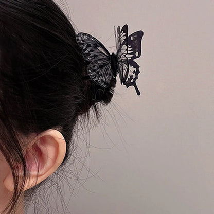 sengpan Chinese Style Metal U-Shape Hair Sticks Dark Black Hollow Butterfly Hairpins for Women Fashion Hairwear Accessories Jewelry