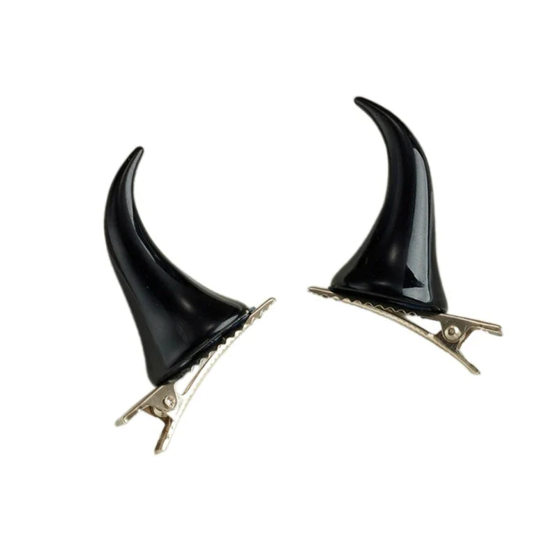 sengpan Goth Horn Hairpin for Woman Carnivals Halloween Role Play Hair Clip