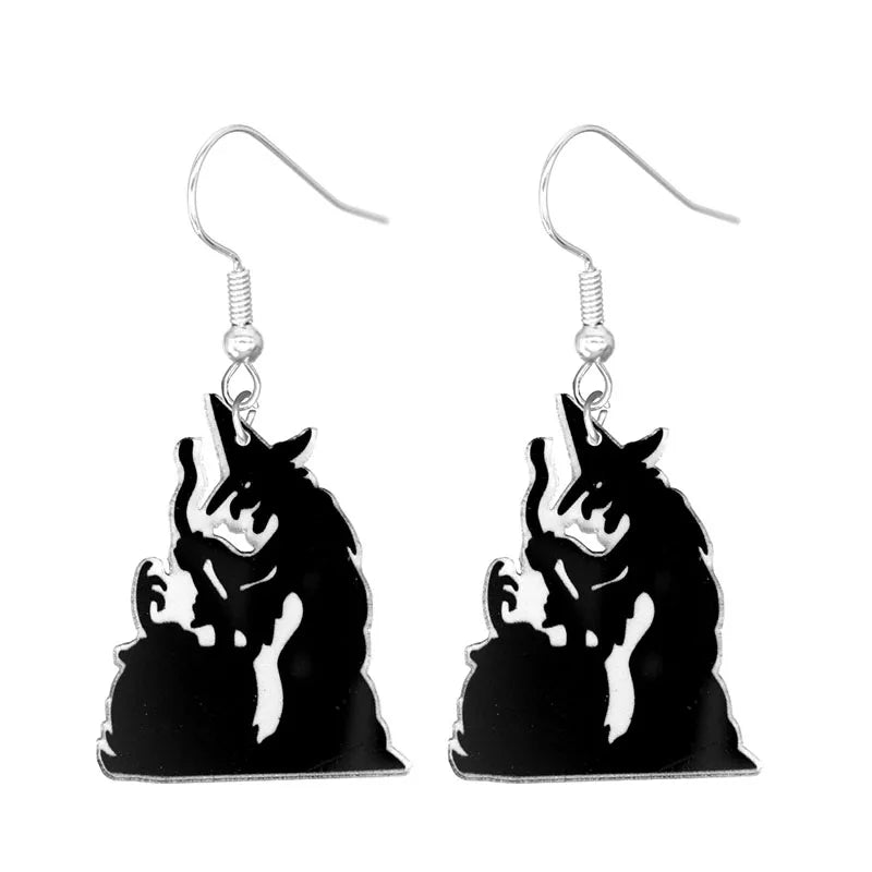 sengpan Halloween Earrings Cute Cartoon Cat Crow UFO Bat Design Dangle Earrings Acrylic Jewelry Versatile Accessories