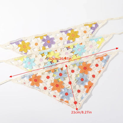 sengpan Molans Knitted Triangle Scarf Headbands Women Hollow Flower Korean Hair Band Turban Bandana Headwarp Fashion Hair Accessories