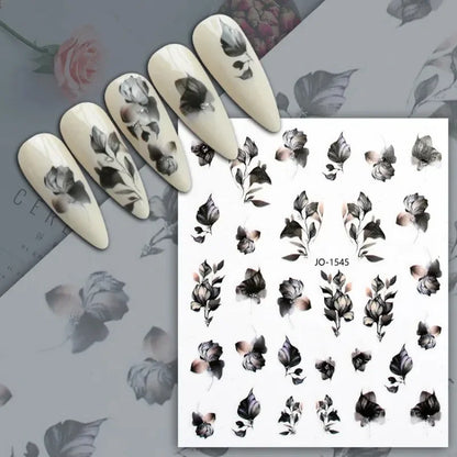 sengpan Simple Flowers 3D Nail Stickers Spring Summer Blossom Floral Tulip Fruit Nail Art Decals Adhesive Sliders Manicure Decorations