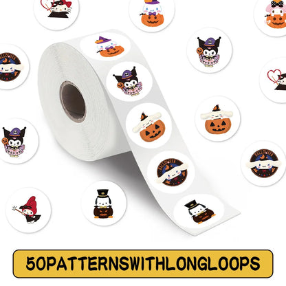 sengpan 500pcs/Roll Halloween Sanrio Cute Cartoon Sealing Sticker DIY PVC Laptop Decals Decoration Stiker Reward Gift Toys