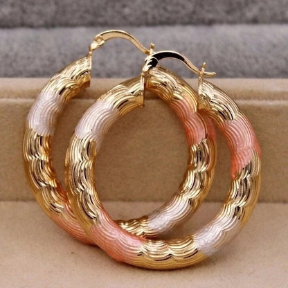 sengpan Shine Gold Color Women Earrings Fashion Smooth Hoop Earrings for Women Engagement Wedding Jewelry Gift