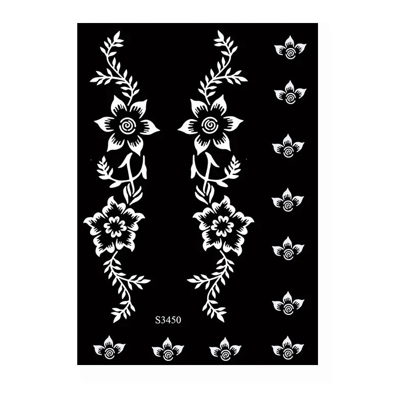 sengpan Reusable Temporary Henna Tattoo Stencil for Hand Arm Sleeve Mehndi Stencils Designs Painting Template DIY Tattoo Supplies